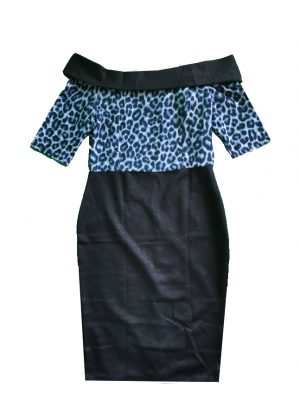 Rockabilly style leopard print wiggle dress