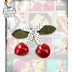 Pin-up rockabilly cherries polka dot ribbon hair clip
