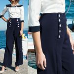 Polazzo beach nautical button up trousers NAVY