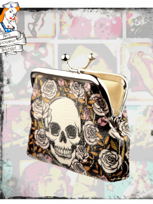 Rockabilly skull and roses coin purse ( 2 types)