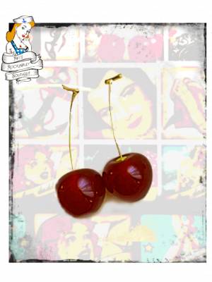 Pin up cherry pendant earrings ( Dark cherry, red cherry)