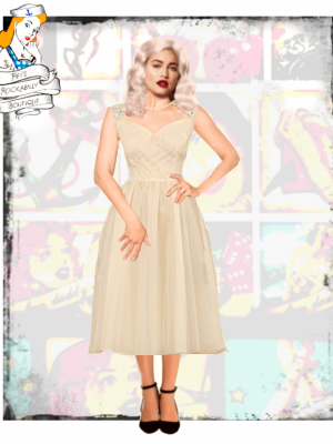 50's style Champagne tea length swing dress