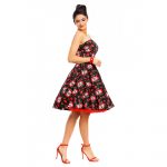 Dolly & Dotty Melissa Rockabilly Dress with Skulls And Roses – Black