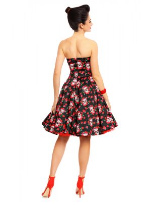 Dolly & Dotty Melissa Rockabilly Dress with Skulls And Roses - Black