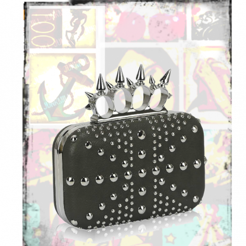 punk style knuckle clutch bag 3 colours ( Cream, grey and red)