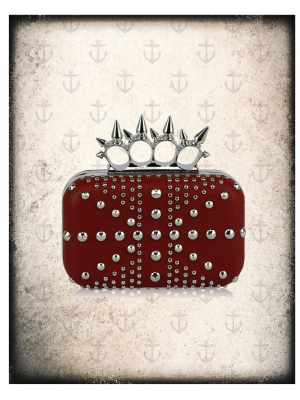 punk style knuckle clutch bag 3 colours ( Cream, grey and red)