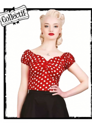 Collectif Dolores top red polka dot