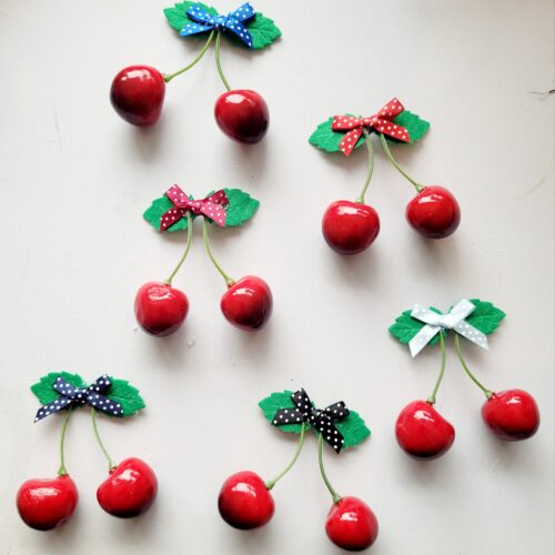 Fifi’s pinup cherry 🍒 polka dot bow hair clips