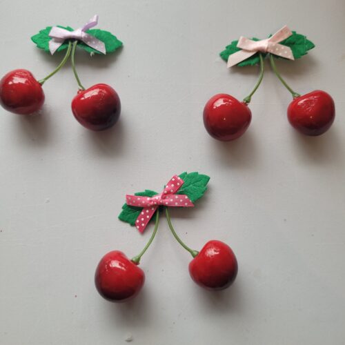 Fifi’s pinup cherry 🍒 polka dot bow hair clips