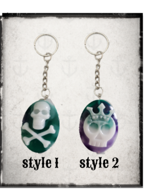 Fifi's green and purple and white cameo keyrings different styles