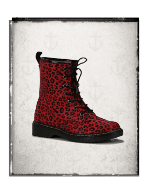 Rockabilly red  leopard print iconic lace up boots