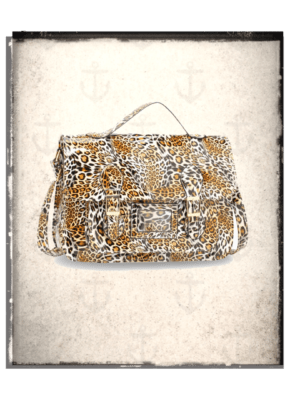 Leopard print old school satchel