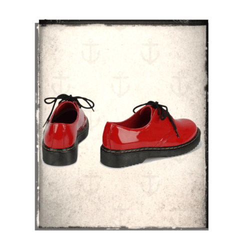 red rockabilly patent lace up shoes