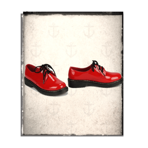 red rockabilly patent lace up shoes