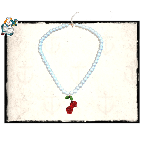 ”  skull cherry”  pearl necklace