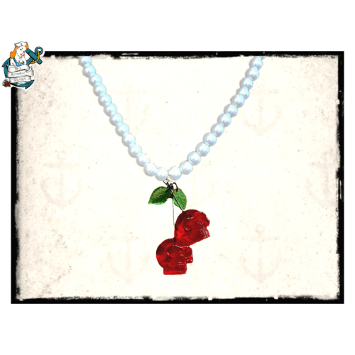 ”  skull cherry”  pearl necklace